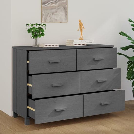 Matia Solid Pinewood Chest Of 6 Drawers In Dark Grey_2
