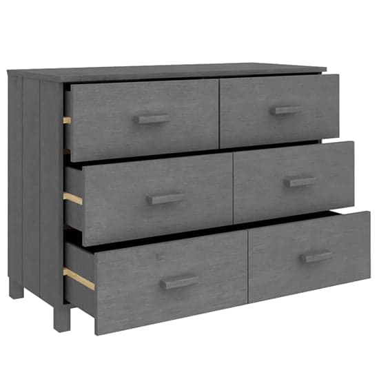 Matia Solid Pinewood Chest Of 6 Drawers In Dark Grey_4