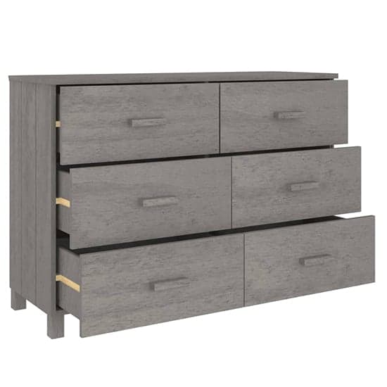Matia Solid Pinewood Chest Of 6 Drawers In Light Grey_4