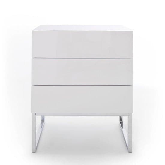 Strada High Gloss Bedside Cabinet With 3 Drawers In White_3