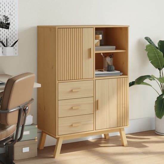 Matlock Wooden Highboard With 3 Drawers In Brown_1