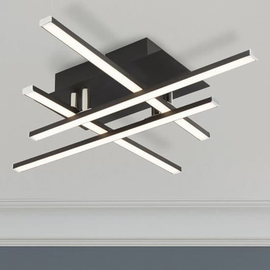 Matrix LED 4 Integrated Crosshatch Ceiling Light In Matt Black_1