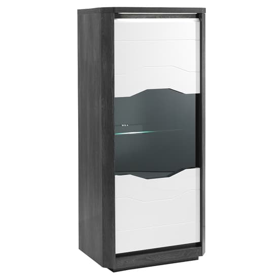 Mattis Display Cabinet In Gloss White And Grey Oak With LED_3