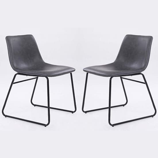 Mattox Grey PU Leather Dining Chairs In Pair_1