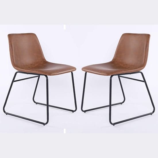 Mattox Tan PU Leather Dining Chairs In Pair_1