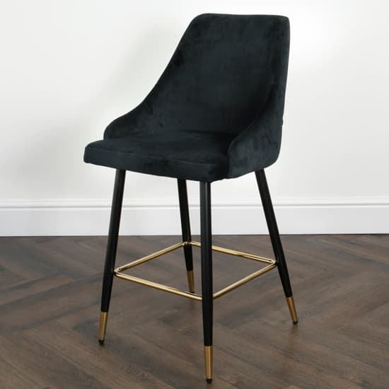 Maura Chesterfield Black Velvet Bar Chairs In Pair_5