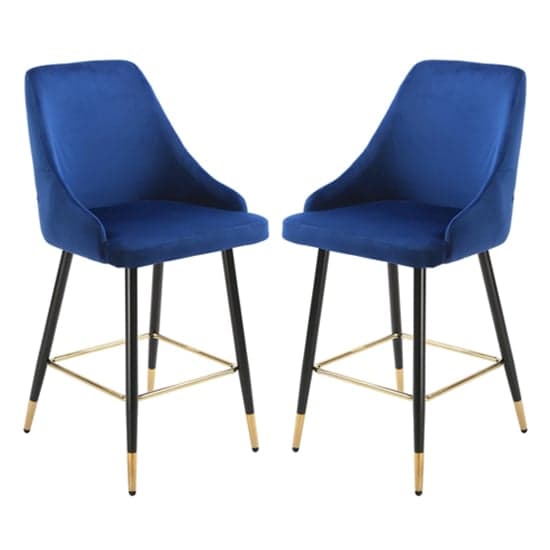 Maura Chesterfield Navy Blue Velvet Bar Chairs In Pair_1
