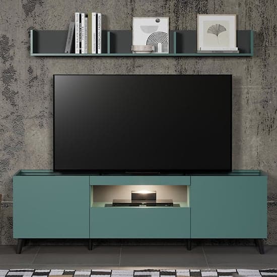 Mavis Living Room Furniture Set In Dusk Blue With LED_2