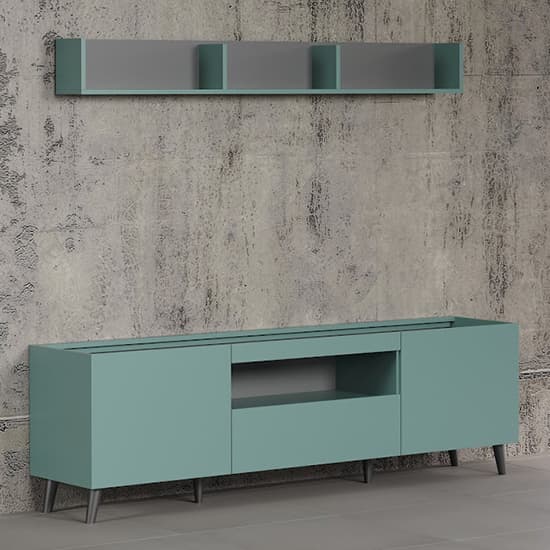 Mavis Living Room Furniture Set In Dusk Blue With LED_5