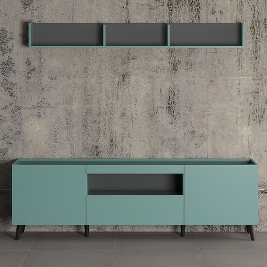 Mavis Living Room Furniture Set In Dusk Blue With LED_6
