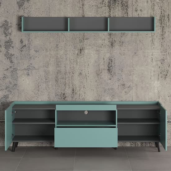 Mavis Living Room Furniture Set In Dusk Blue With LED_7