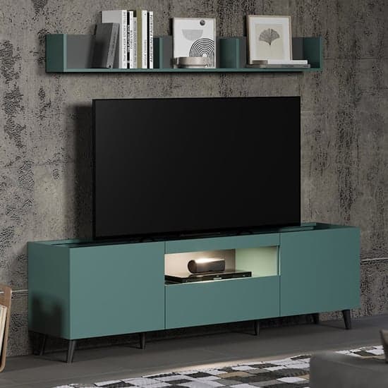 Mavis Living Room Furniture Set In Dusk Blue With LED_1