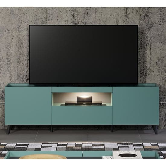 Mavis TV Stand With 2 Doors 1 Drawer In Dusk Blue And LED_2