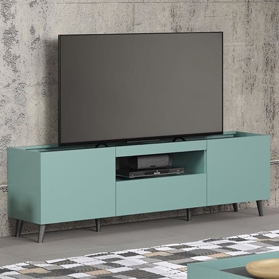 Mavis TV Stand With 2 Doors 1 Drawer In Dusk Blue And LED_3