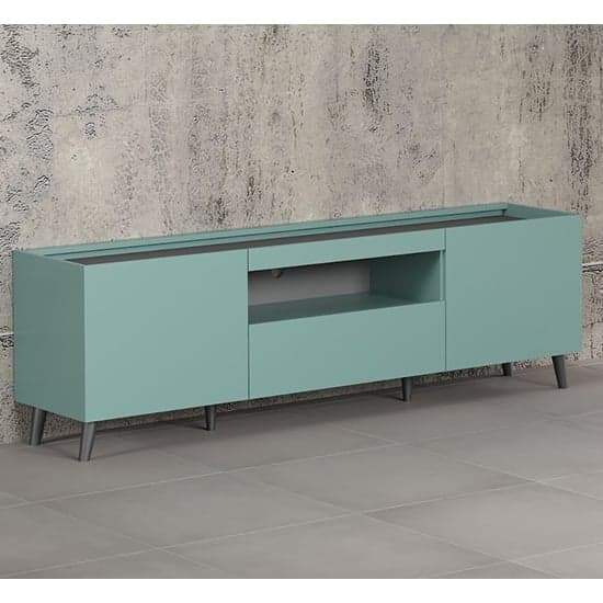 Mavis TV Stand With 2 Doors 1 Drawer In Dusk Blue And LED_5