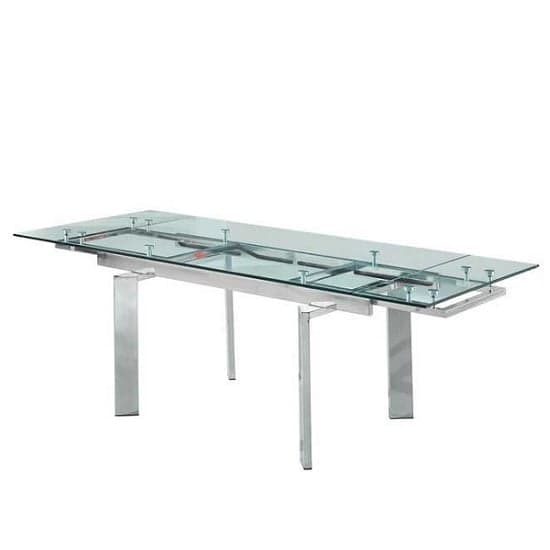 Maxim Extendable Dining Table In Clear Glass With Chrome Legs_2