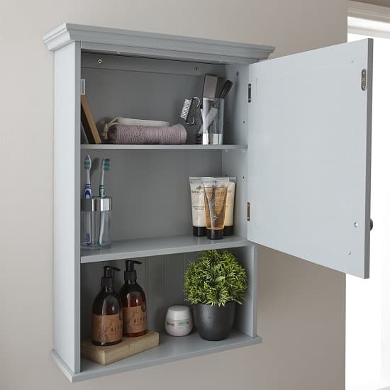 Catford Wall Mounted Mirrored Bathroom Cabinet In Grey And_2