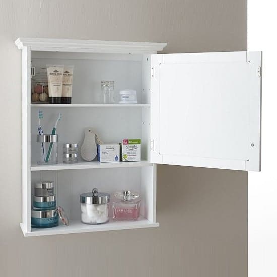 Catford Wall Mounted Mirrored Bathroom Cabinet In White_2