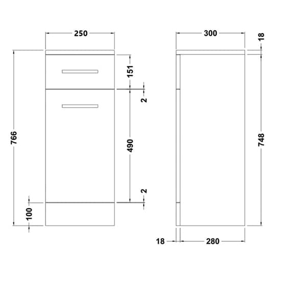 Mayetta 30cm Bathroom Cupboard Unit In Gloss White_3