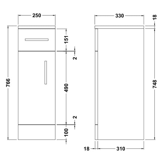 Mayetta 33cm Bathroom Cupboard Unit In Gloss White_3