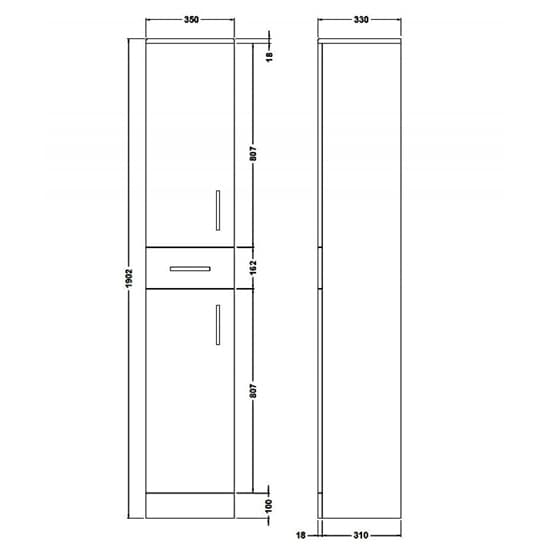 Mayetta 33cm Bathroom Floor Standing Tall Unit In Gloss White_3