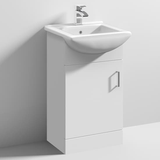 Mayetta 45cm Floor Vanity Unit With Square Basin In Gloss White_1