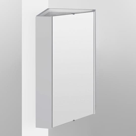 Mayetta 46cm Corner Bathroom Mirrored Cabinet In Gloss White_1