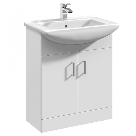 Mayetta 55cm Floor Vanity Unit With Square Basin In Gloss White_2