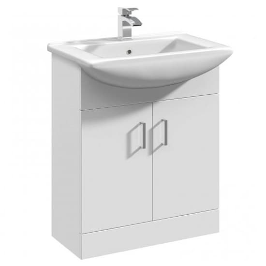 Mayetta 65cm Floor Vanity Unit With Square Basin In Gloss White_2