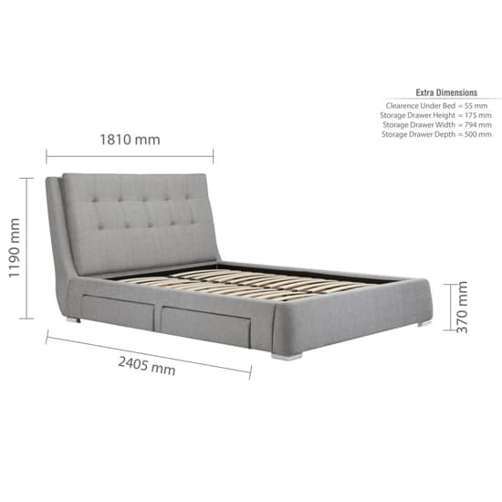 Mayfair Fabric King Size Bed With 4 Drawers In Grey_7
