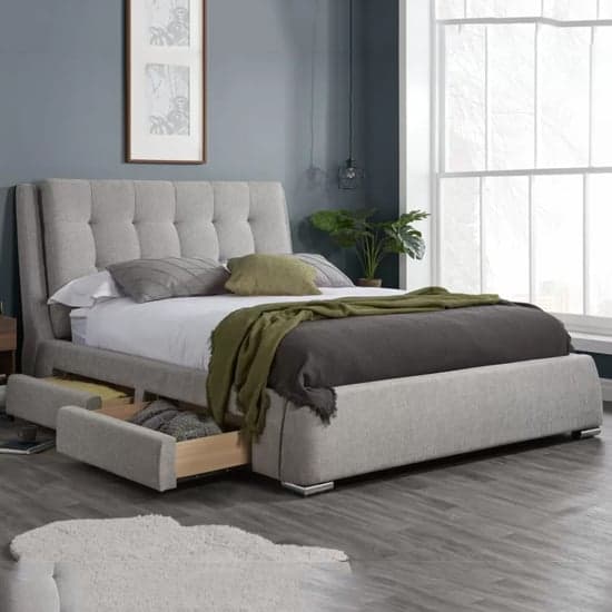 Mayfair Fabric King Size Bed With 4 Drawers In Grey_1