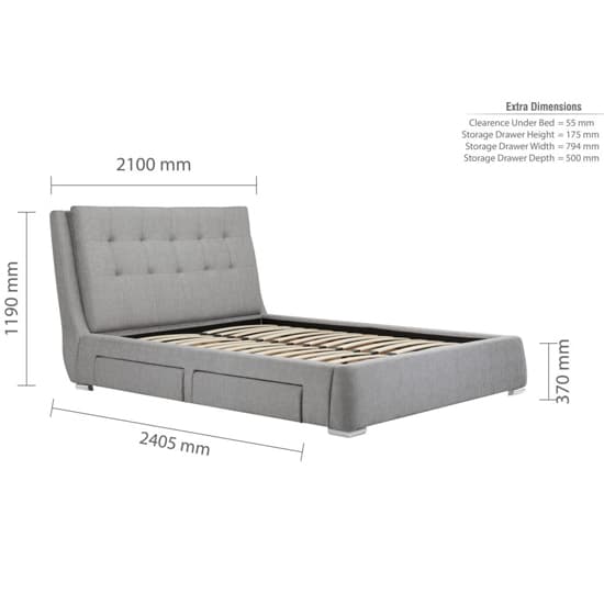 Mayfair Fabric Super King Size Bed With 4 Drawers In Grey_7