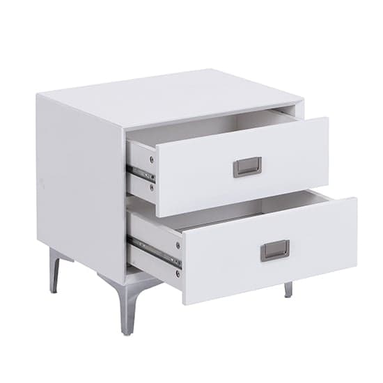 Mayfair High Gloss Bedside Cabinet With 2 Drawers In White_5