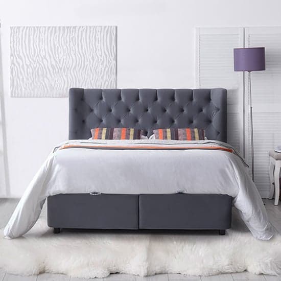 Mallor Tactile Fabric Storage Double Bed In Grey_1