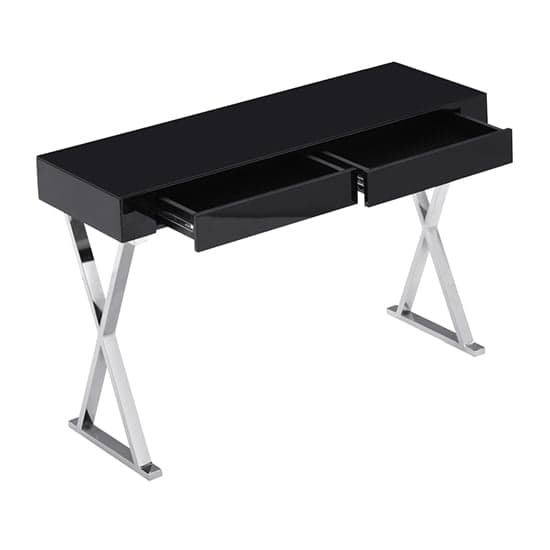 Mayline Glass Top High Gloss Console Table In Black_5