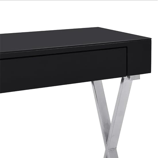 Mayline Glass Top High Gloss Console Table In Black_9