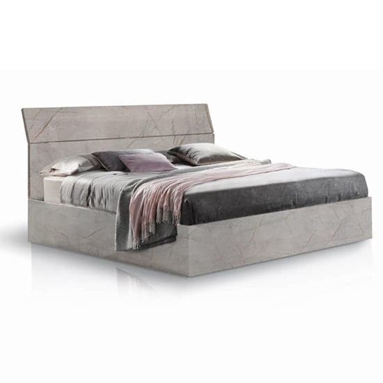 Mayon Wooden King Size Bed In Grey Marble Effect_2