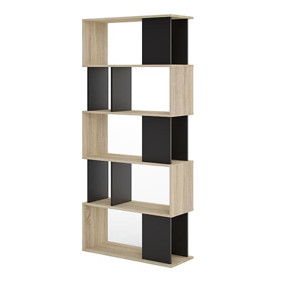 Mazika Wooden 4 Shelves Open Bookcase In Oak And Black_3