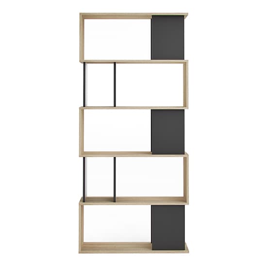 Mazika Wooden 4 Shelves Open Bookcase In Oak And Black_4