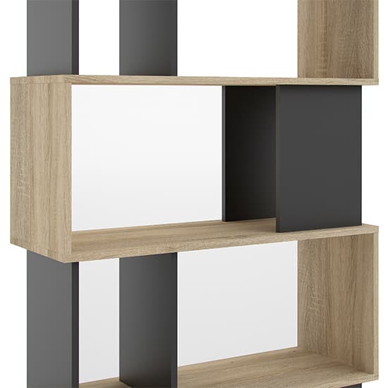 Mazika Wooden 4 Shelves Open Bookcase In Oak And Black_6