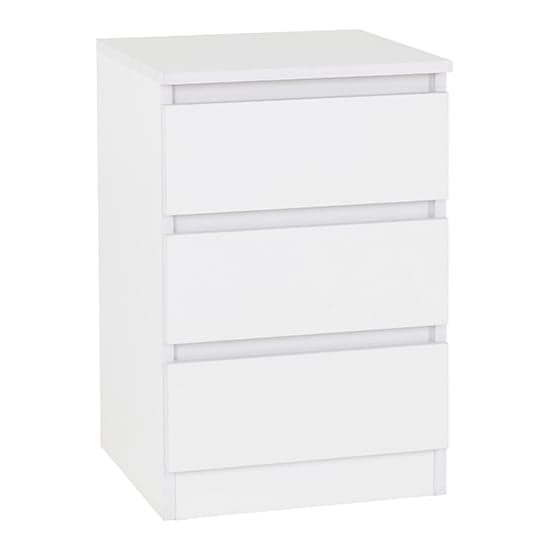Mcgowan White Wooden Bedside Cabinets With 3 Drawers In Pair_2