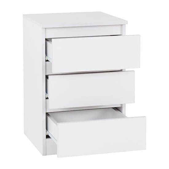 Mcgowan White Wooden Bedside Cabinets With 3 Drawers In Pair_3