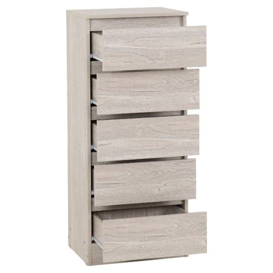 Mcgowan Wooden Chest Of 5 Drawers Narrow In Urban Snow_3