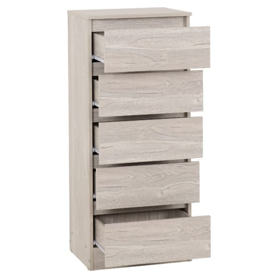 Mcgowan Wooden Chest Of 5 Drawers Narrow In Urban Snow_4