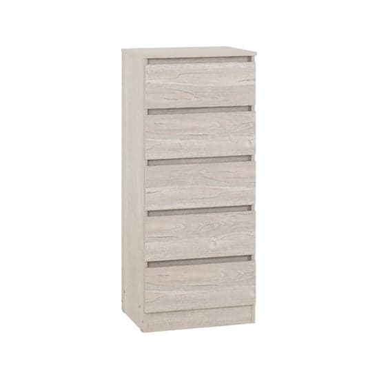 Mcgowan Wooden Chest Of 5 Drawers Narrow In Urban Snow_2
