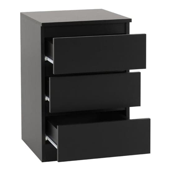 Mcgowen Black Wooden Bedside Cabinet With 3 Drawers In Pair_3