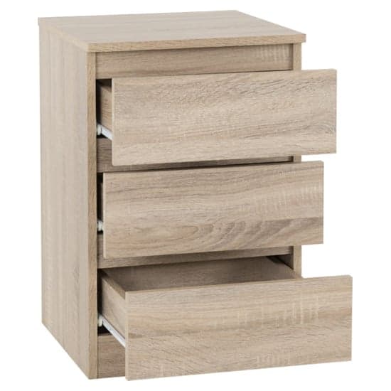 Mcgowen Wooden Bedside Cabinet With 3 Drawers In Sonoma Oak_2