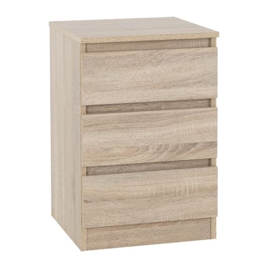 Mcgowen Wooden Bedside Cabinet With 3 Drawers In Sonoma Oak_1