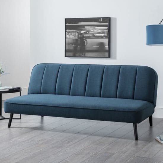 Maceo Curved Back Linen Upholstered Sofabed In Blue_1