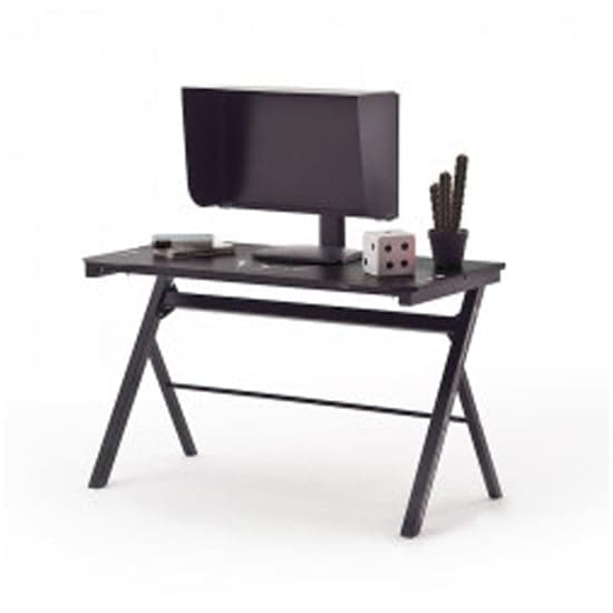 McRacing Wooden Gaming Desk In Black With LED Lights And Cover